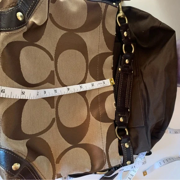 Coach Brown Shoulder Bag with Monogram Pattern - Picture 15 of 15